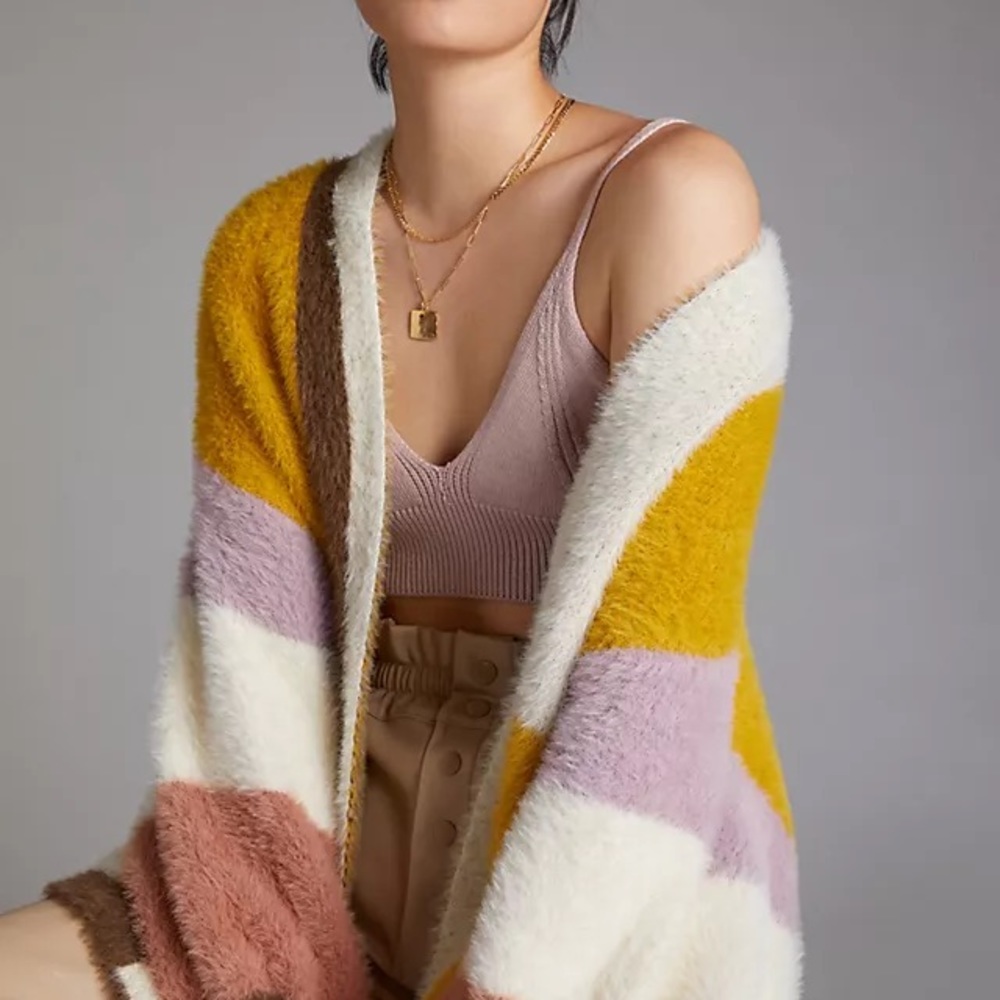 Anthropologie Colourblock Eyelash Cardigan
